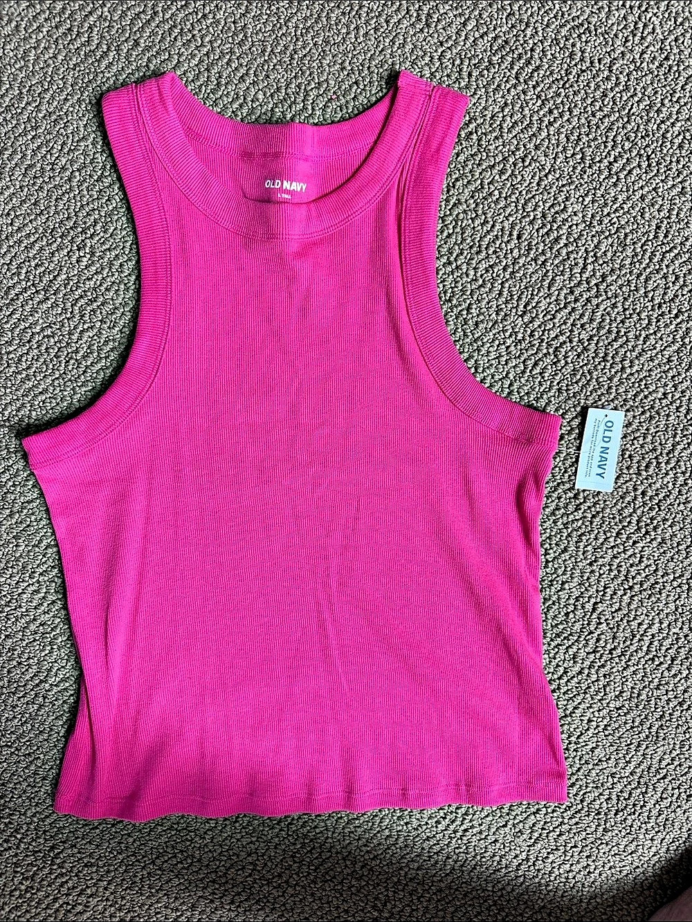 Old Navy Snug Crop Ribbed Tank (2) Tops Pink & brown Large/Tall